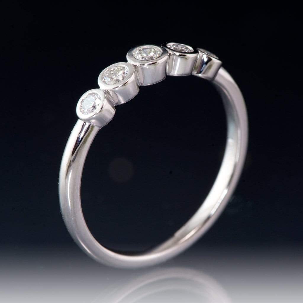 Fiona Band - Graduated Diamond, Ruby or Sapphire Five Bezel Stacking Anniversary Ring Ring by Nodeform