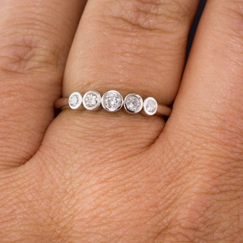Fiona Band - Graduated Diamond, Ruby or Sapphire Five Bezel Stacking Anniversary Ring Ring by Nodeform