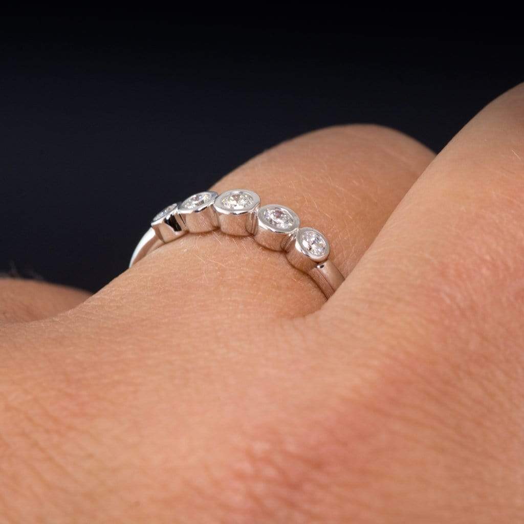 Fiona Band - Graduated Diamond, Ruby or Sapphire Five Bezel Stacking Anniversary Ring Ring by Nodeform