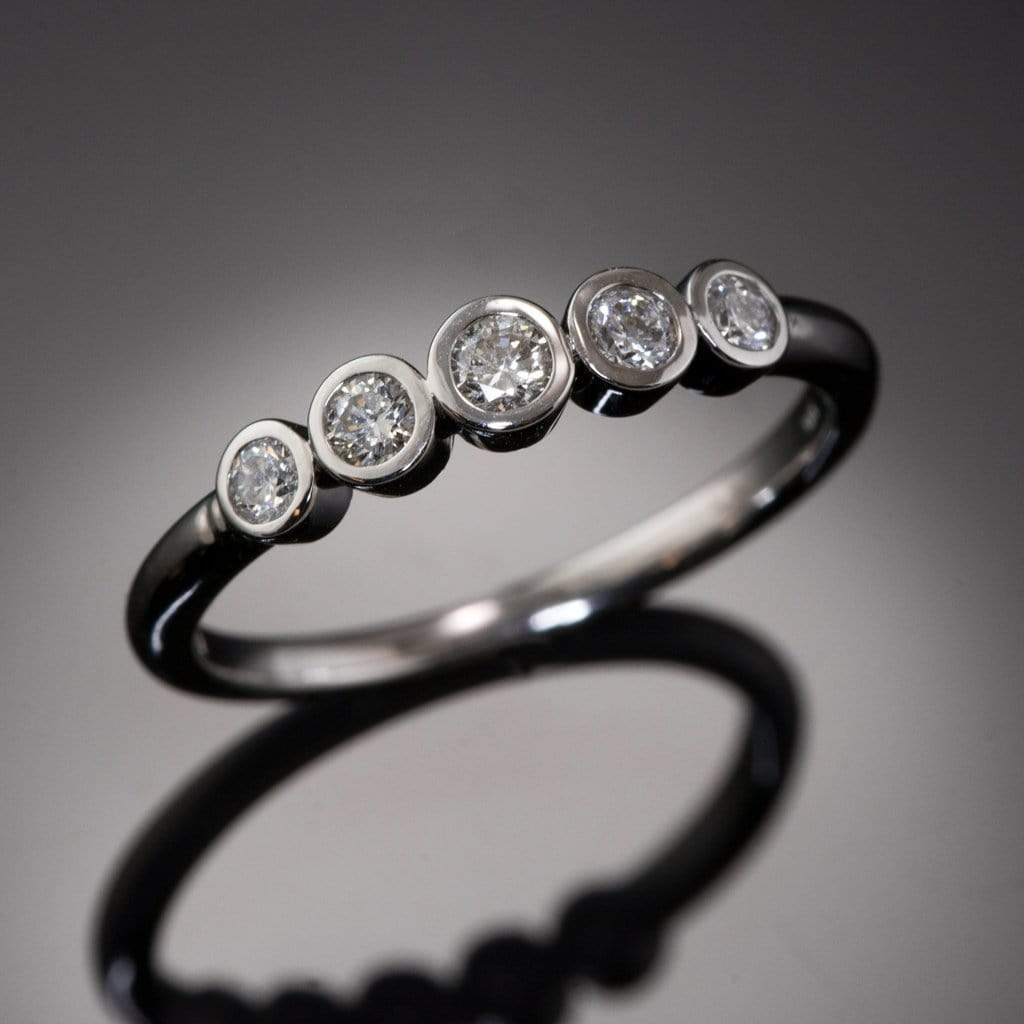 Fiona Band - Graduated Diamond, Ruby or Sapphire Five Bezel Stacking Anniversary Ring Ring by Nodeform