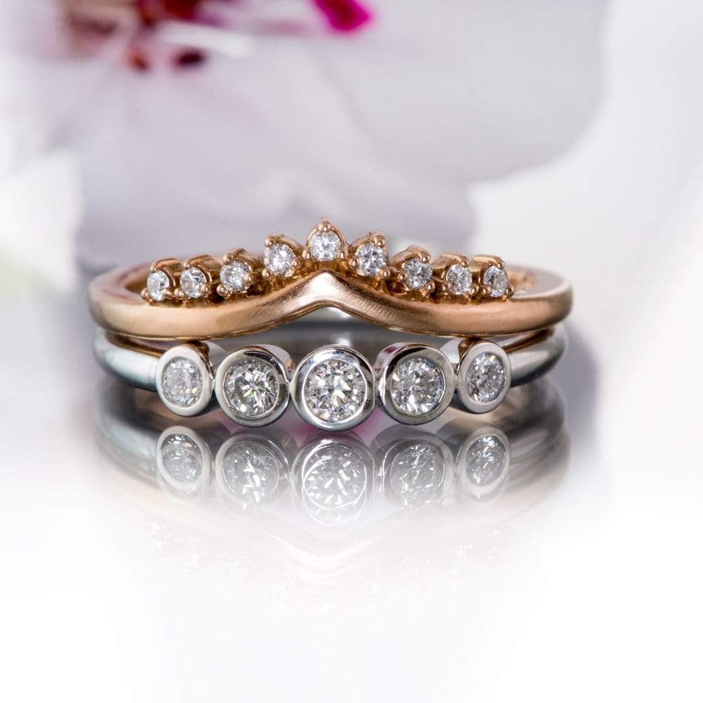 Fiona Band - Graduated Diamond, Ruby or Sapphire Five Bezel Stacking Anniversary Ring Ring by Nodeform