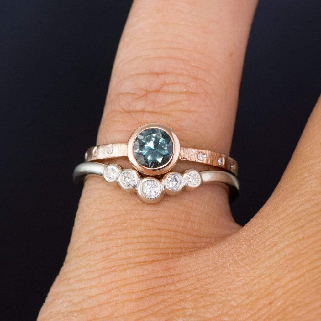 Velda - Graduated Diamond, Moissanite or Sapphire Curved Contoured Stacking Wedding Ring Ring by Nodeform