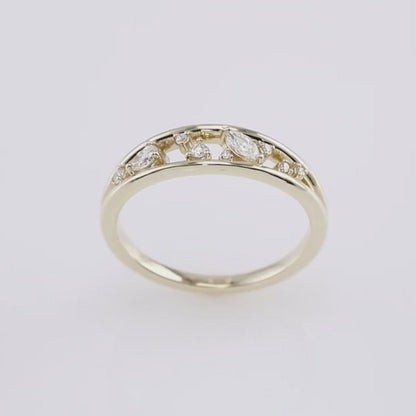Nancy Ring- Diamond Cluster Stacking Wedding or Anniversary  Ring