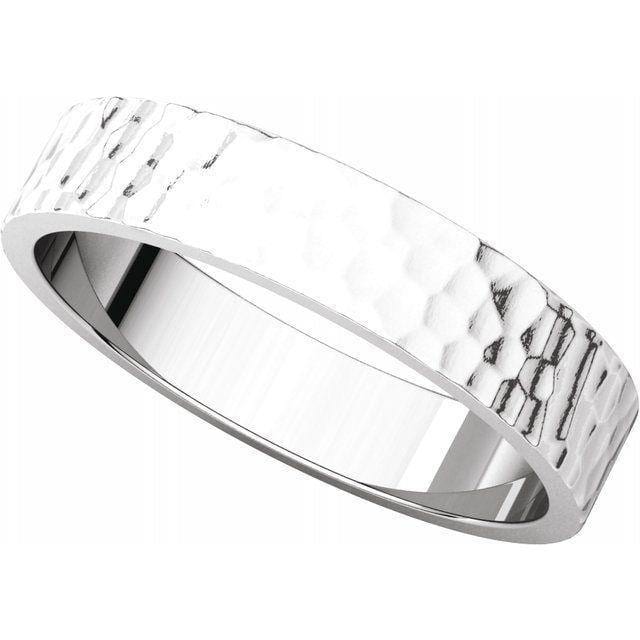 Hammered Flat Wedding Band Sterling Silver / 4mm Ring by Nodeform
