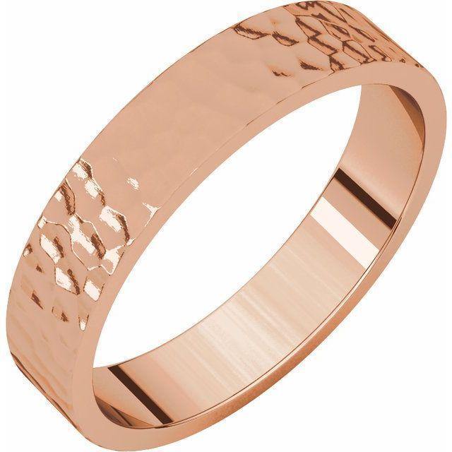 Hammered Flat Wedding Band Ring by Nodeform