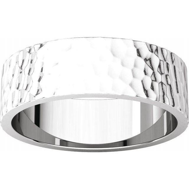 Hammered Flat Wedding Band Ring by Nodeform