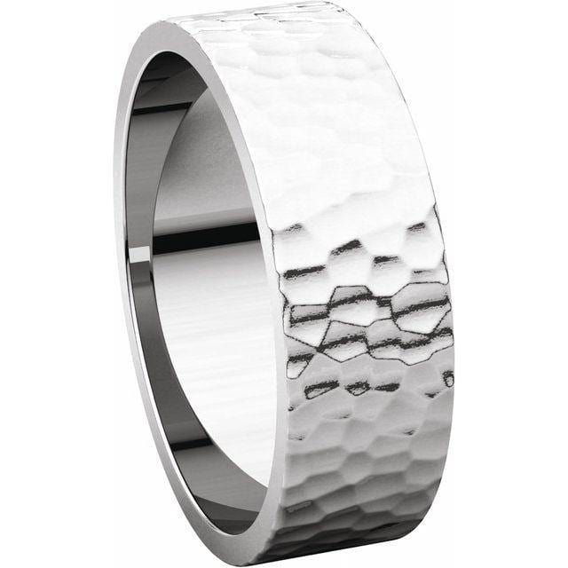 Hammered Flat Wedding Band Sterling Silver / 6mm Ring by Nodeform