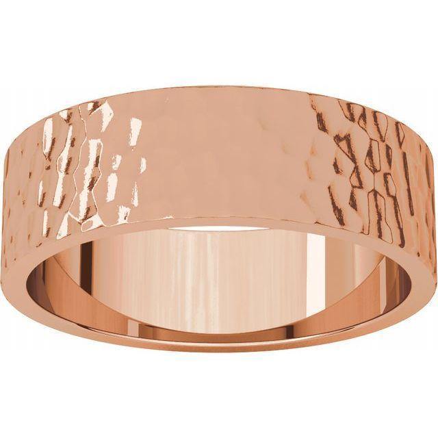 Hammered Flat Wedding Band 14k Rose Gold / 4mm Ring by Nodeform