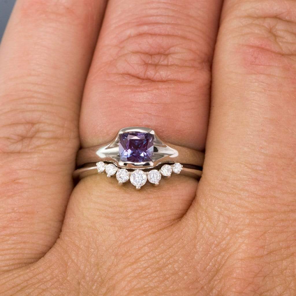 Corinne - Graduated Diamond, Moissanite or Sapphire Curved Contoured Crown Stacking Wedding Ring Ring by Nodeform