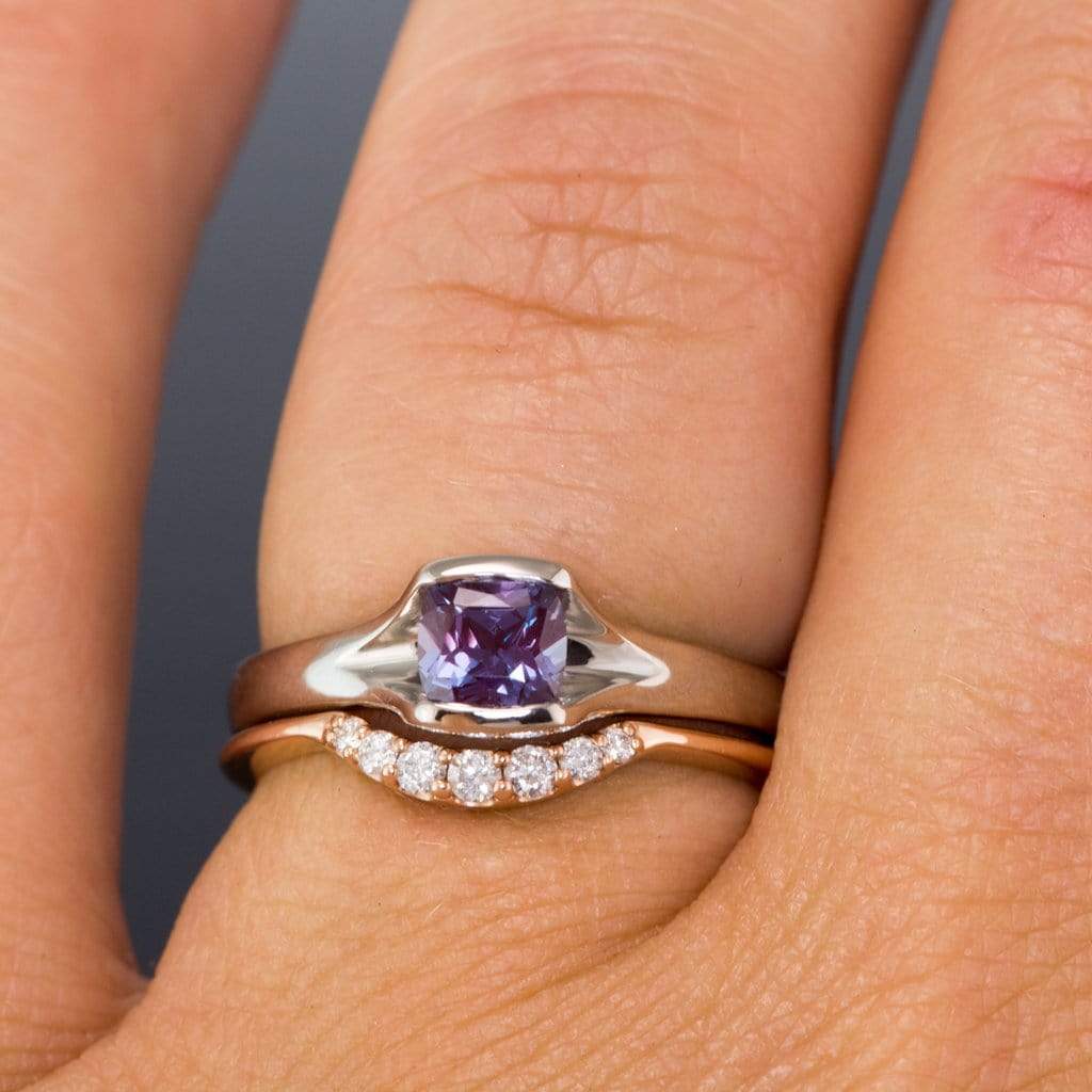 Selene - Graduated Diamond, Moissanite or Sapphire Curved Contoured Stacking Wedding Ring Ring by Nodeform