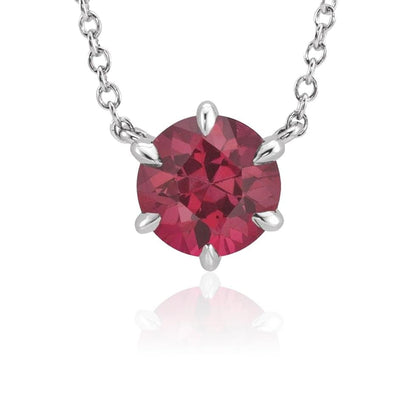 Round Lab-Grown Ruby Six Prong Set Pendant Necklace 14k White Gold (contains Nickel) Necklace / Pendant by Nodeform