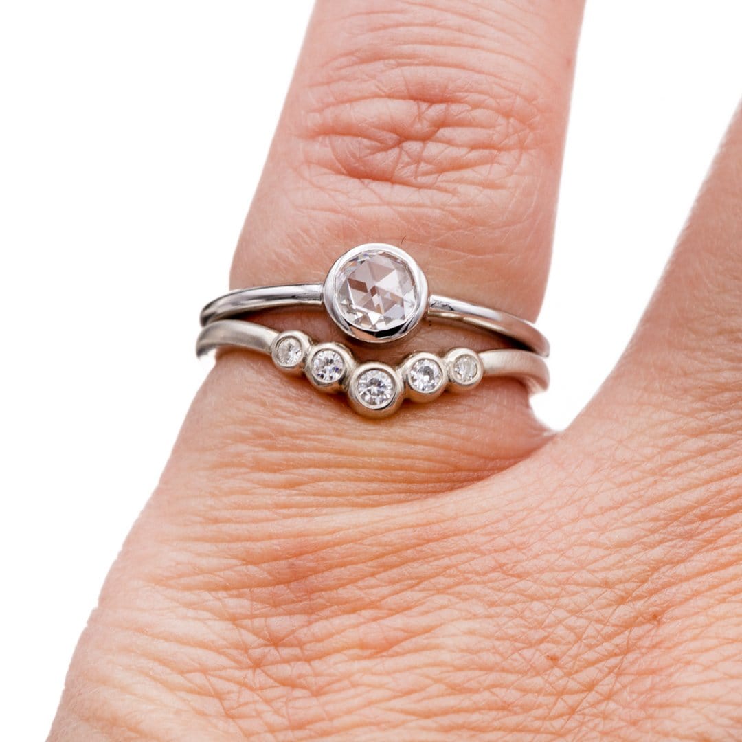 Velda - Graduated Diamond, Moissanite or Sapphire Curved Contoured Stacking Wedding Ring Ring by Nodeform