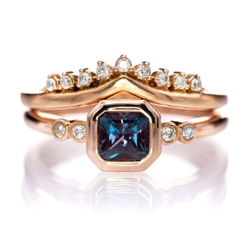 Brooklynn - Bezel Set Accented Engagement Ring with Side Stones - Setting only Ring Setting by Nodeform