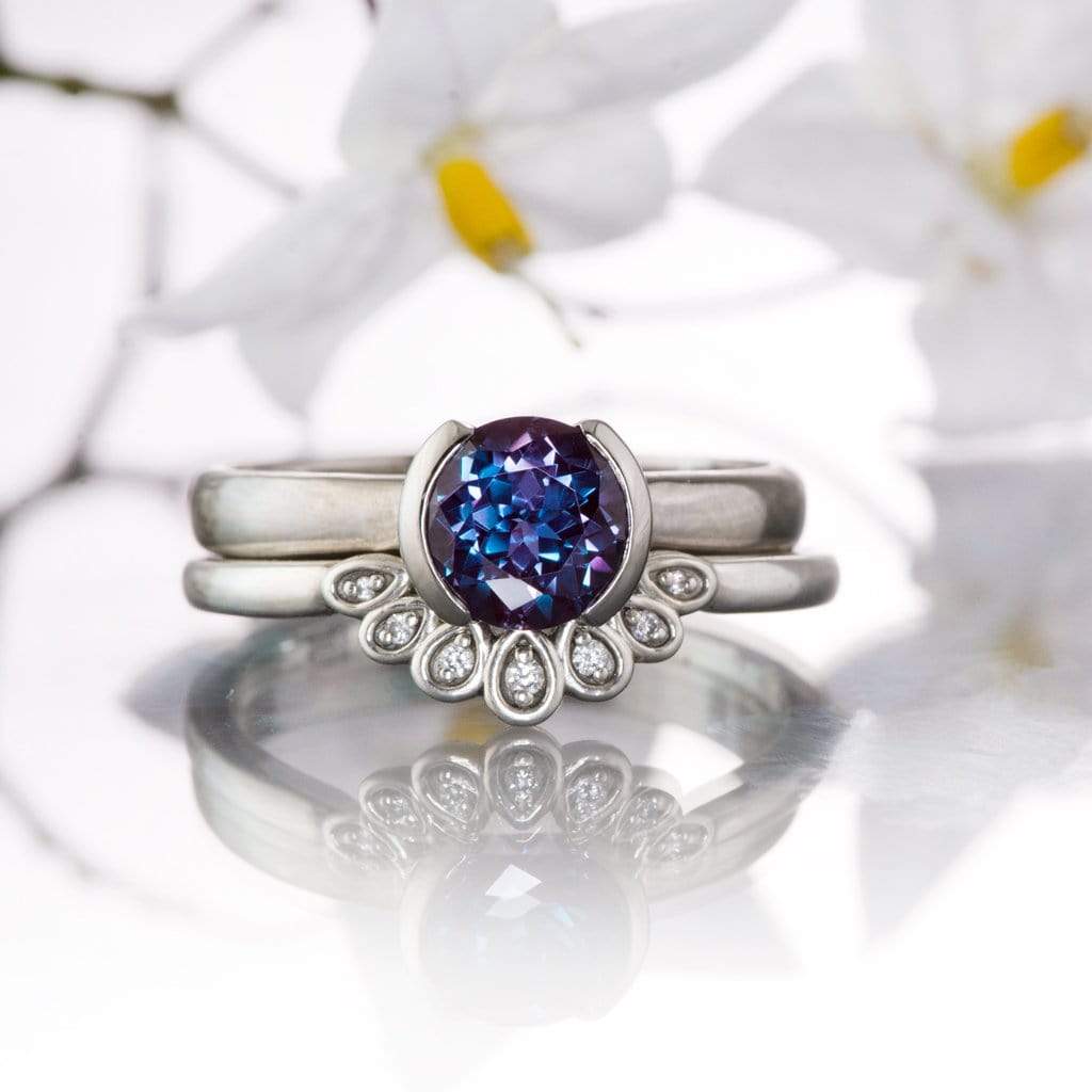 Round Cut Lab Created Alexandrite Gemstone Loose Gemstone by Nodeform