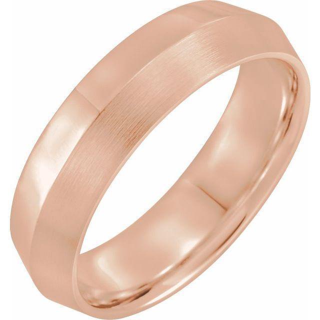 Knife Edge Comfort-fit Men's Wedding Band 14k Rose Gold / 6mm wide Ring by Nodeform