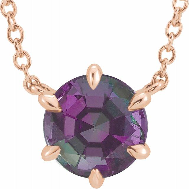 Round Lab-Grown Alexandrite Six Prong Set Pendant Necklace 14k Rose Gold Necklace / Pendant by Nodeform