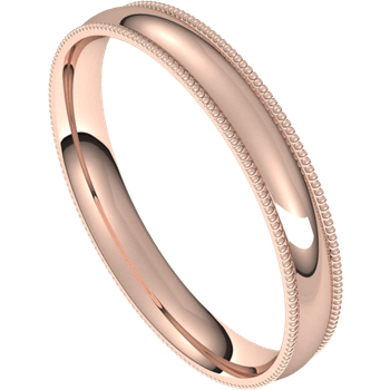 Milgrain Edge Narrow Wedding Band 14k Rose Gold / 3mm wide Ring by Nodeform
