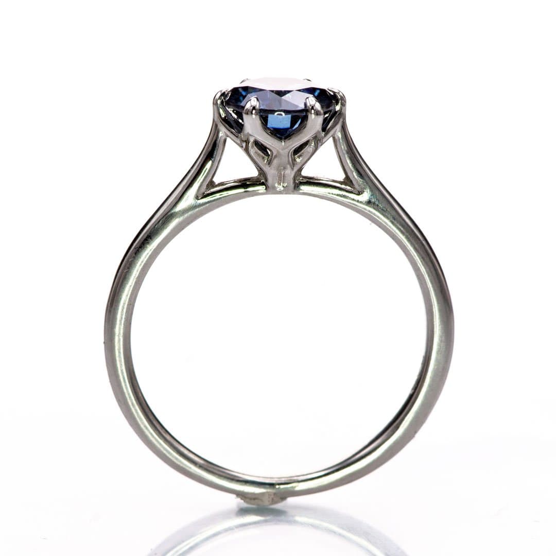 Dahlia Solitaire - Round Blue Moissanite 6-Prong Solitaire Engagement Ring Ring by Nodeform