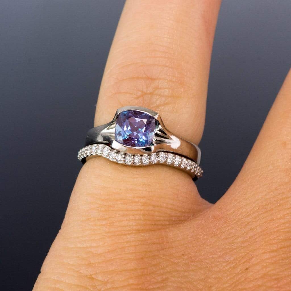 Half Eternity Diamond Micro Pave Contoured Wedding Ring Band Ring by Nodeform