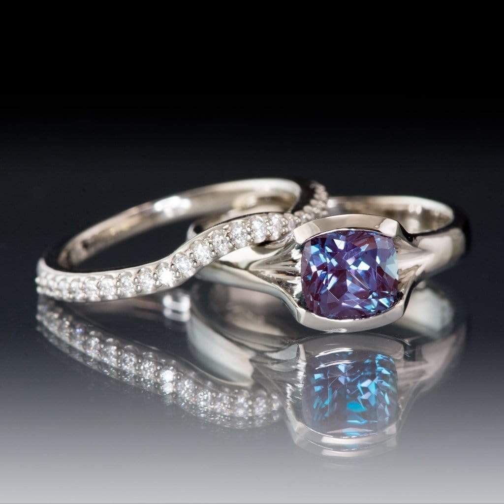 Half Eternity Diamond Micro Pave Contoured Wedding Ring Band Ring by Nodeform