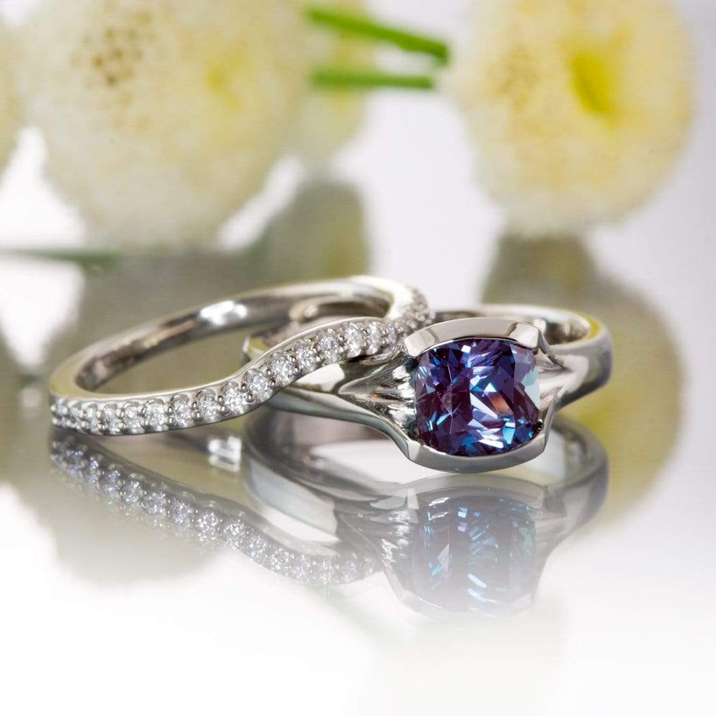 Half Eternity Diamond Micro Pave Contoured Wedding Ring Band Ring by Nodeform