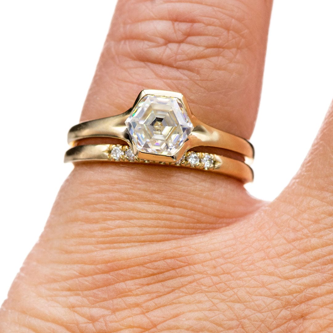 Louise Anniversary Band - French Set Moissanite or Diamond Pave Ring Stacking Wedding Band Ring by Nodeform