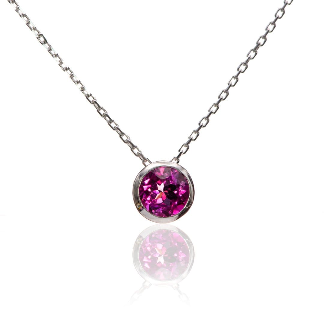 Hot Pink Sapphire Solitaire Necklace