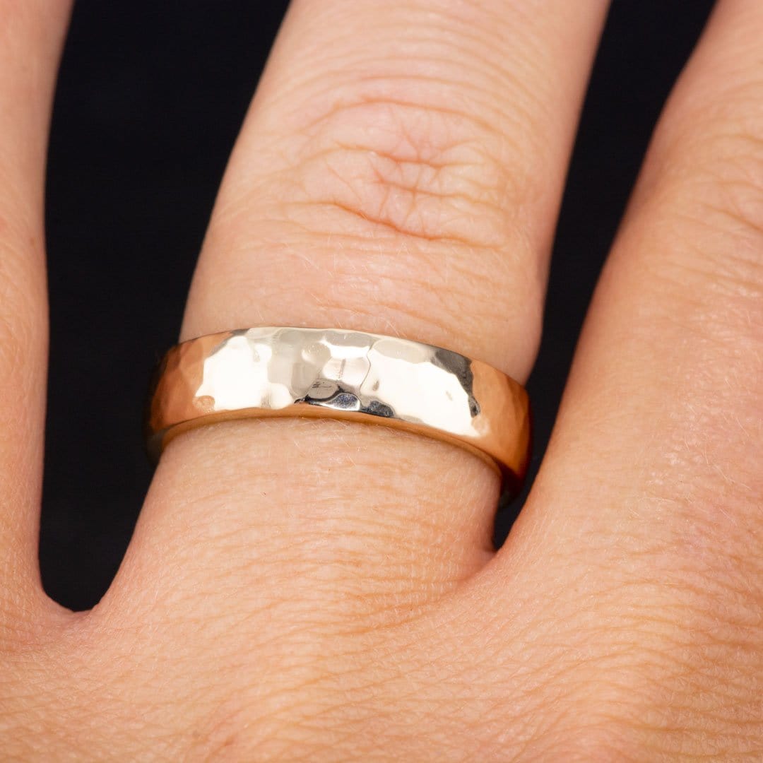 Wide Hammered Domed Wedding Band Ring by Nodeform