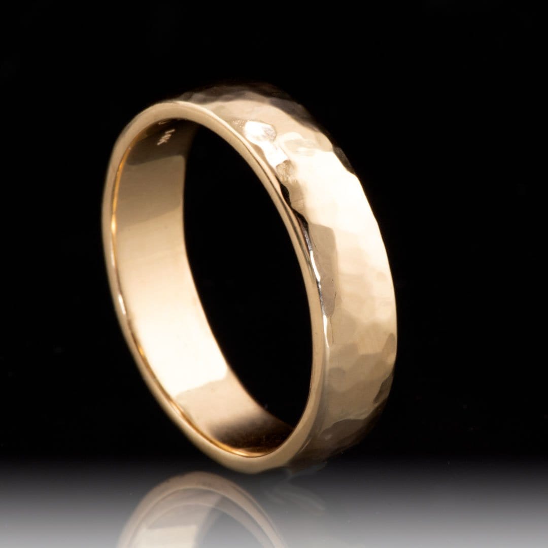Wide Hammered Domed Wedding Band Ring by Nodeform