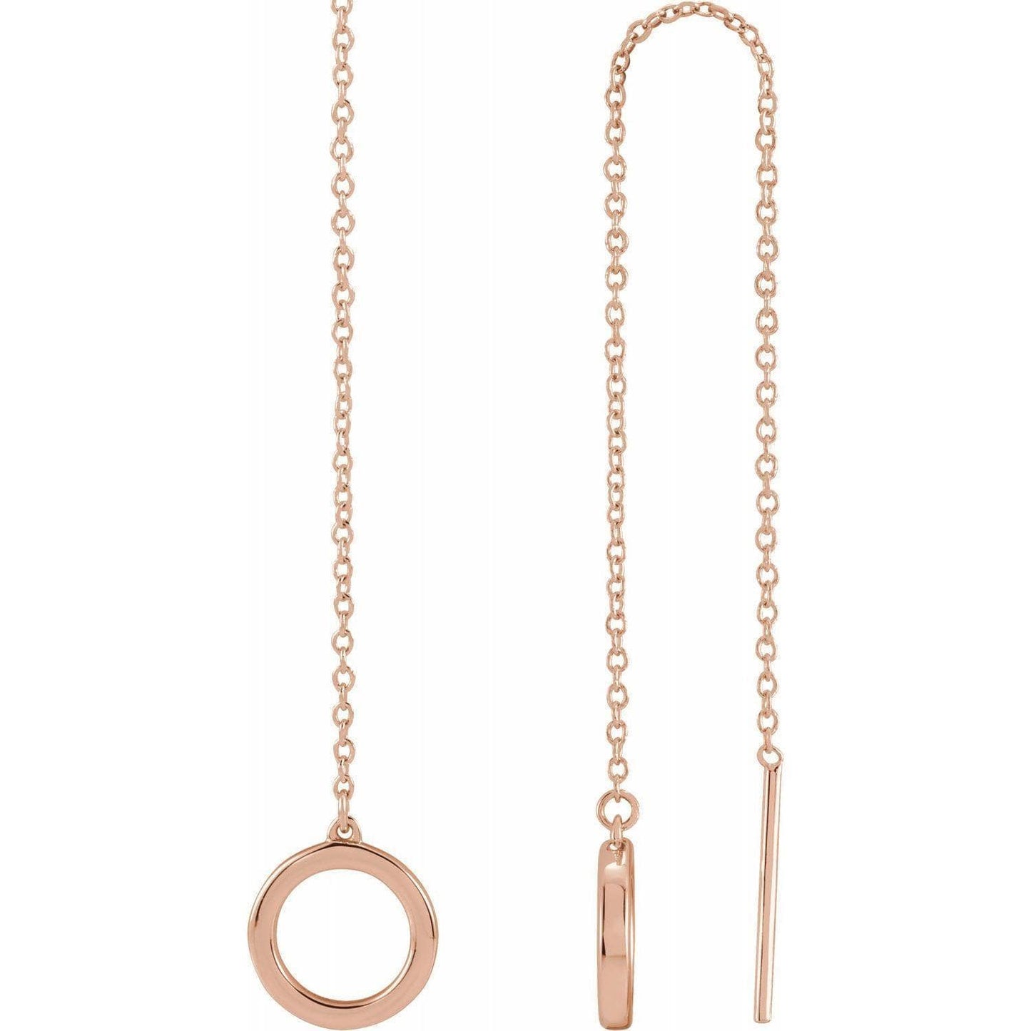 Geometric Gold Circle Chain Threader Earrings Earrings by Nodeform