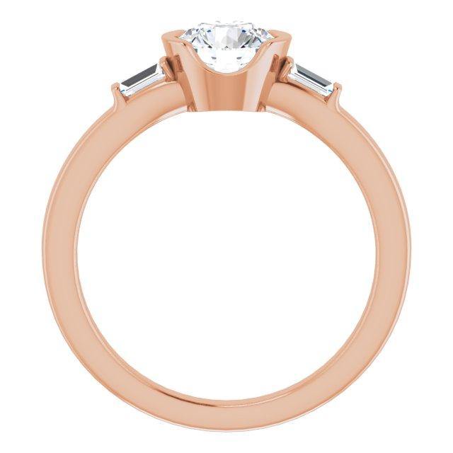 Harper Ring - 1CTW Round Lab Diamond & Baguette Accented Half Bezel Engagement Ring Ring by Nodeform