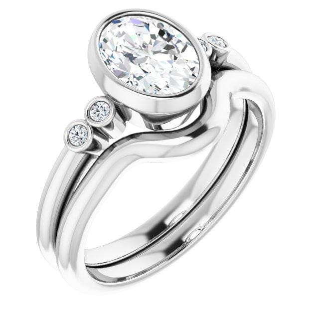 Brooklynn - Bezel Set Accented Engagement Ring with Side Stones - Setting only Ring Setting by Nodeform