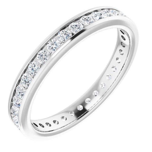 Moissanite Channel Set Anniversary Wedding Band 31-37 Moissanites (~0.66ct total) / 18kPD White Gold Ring by Nodeform