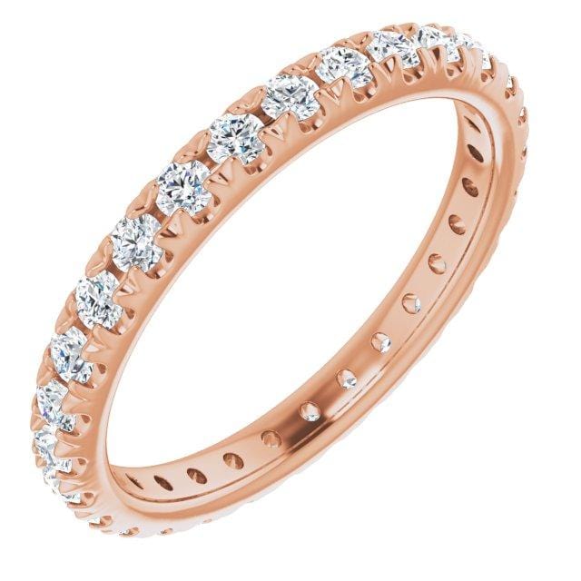 Freya Anniversary Band - French Set Moissanite Pave Ring Stacking Wedding Band 28-34 Moissanites (~0.84ct-1ct total) Full Eternity / 14k Rose Gold Ring by Nodeform
