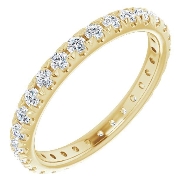 Freya Anniversary Band - French Set Moissanite Pave Ring Stacking Wedding Band 28-34 Moissanites (~0.84ct-1ct total) Full Eternity / 14K Yellow Gold Ring by Nodeform
