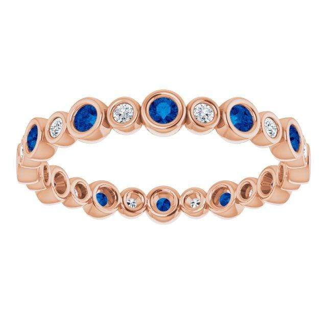 Bree Anniversary Band - Bezel Set Lab Created Diamond & Blue Sapphire Eternity Stacking Ring Wedding Band Ring by Nodeform