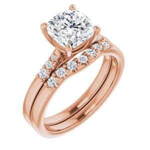 Natalie -Prong Set Engagement Ring with Accented Cathedral Shank - Setting only Ring Setting by Nodeform