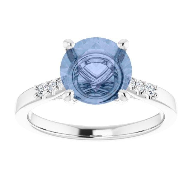 Natalie -Prong Set Engagement Ring with Accented Cathedral Shank - Setting only 14kX1 Nickel White Gold (Not Rhodium Plated) / Genuine Diamond Accents Ring Setting by Nodeform