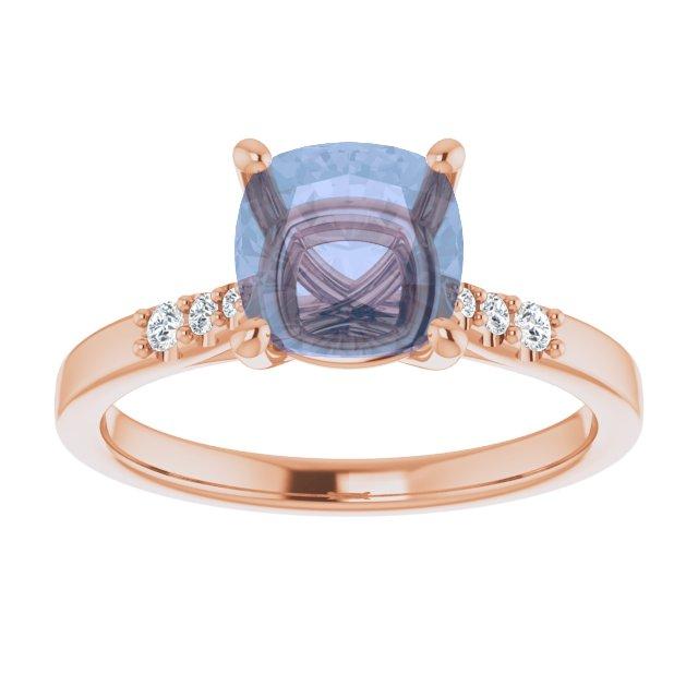 Natalie -Prong Set Engagement Ring with Accented Cathedral Shank - Setting only 14k Rose Gold / White Sapphire Accents Ring Setting by Nodeform