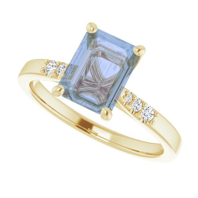 Natalie -Prong Set Engagement Ring with Accented Cathedral Shank - Setting only 14K Yellow Gold / Genuine Diamond Accents Ring Setting by Nodeform
