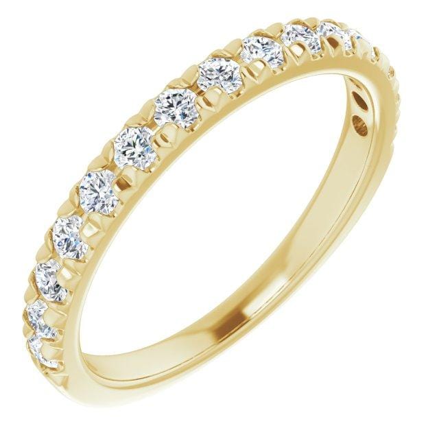 Freya Anniversary Band - French Set Moissanite Pave Ring Stacking Wedding Band 15 Moissanites (~0.45ct total) Half Eternity / 14K Yellow Gold Ring by Nodeform
