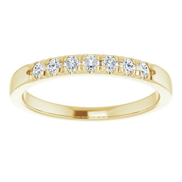 Freya Anniversary Band - French Set Moissanite Pave Ring Stacking Wedding Band 7 Moissanites (~0.2ct total) / 14K Yellow Gold Ring by Nodeform