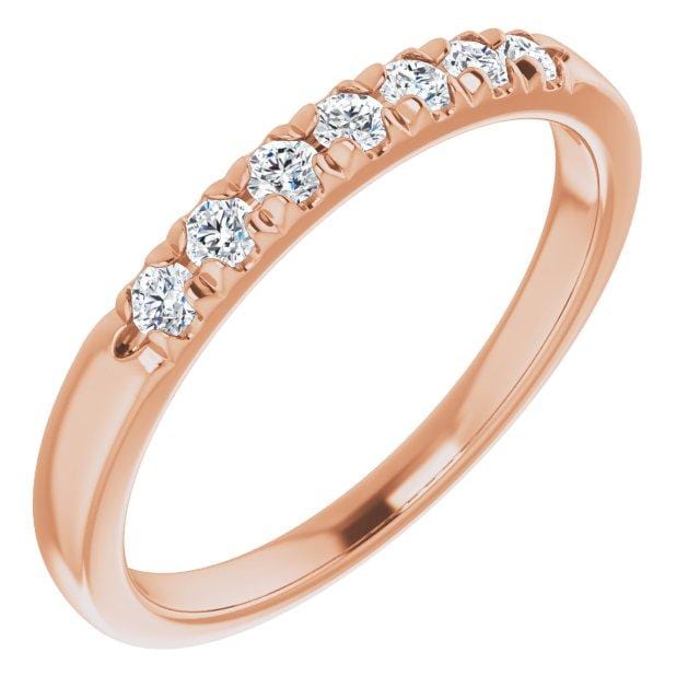 Freya Anniversary Band - French Set Moissanite Pave Ring Stacking Wedding Band 7 Moissanites (~0.2ct total) / 14k Rose Gold Ring by Nodeform