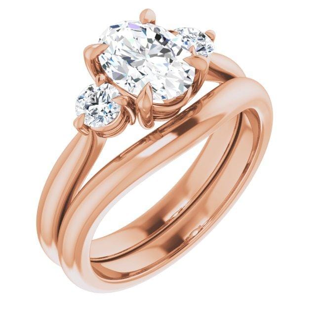 Tracy - Three Stone Prong Set Engagement Ring with Round Side Stones - Setting only Ring Setting by Nodeform