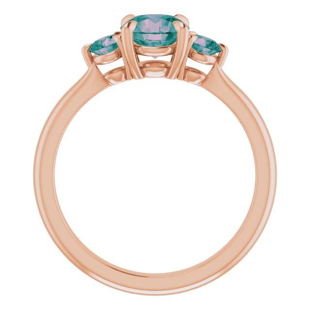 Tracy- Three Stone Accented Engagement Ring, Prong set Round Alexandrites Ring by Nodeform