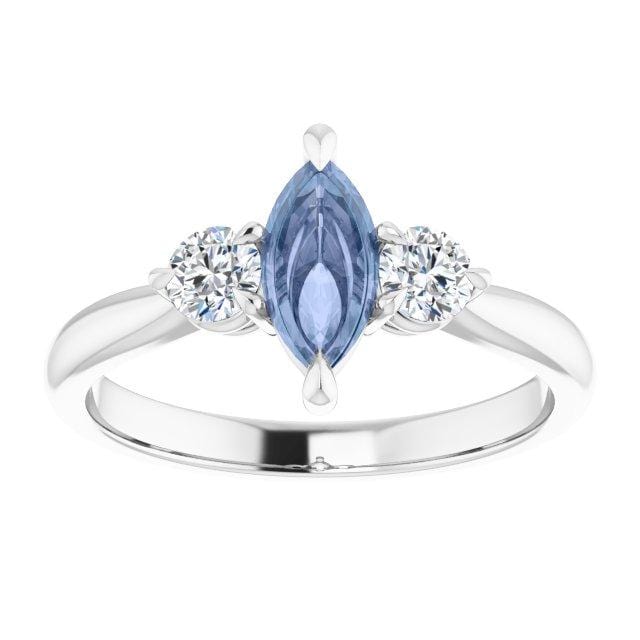Tracy - Three Stone Prong Set Engagement Ring with Round Side Stones - Setting only Ring Setting by Nodeform