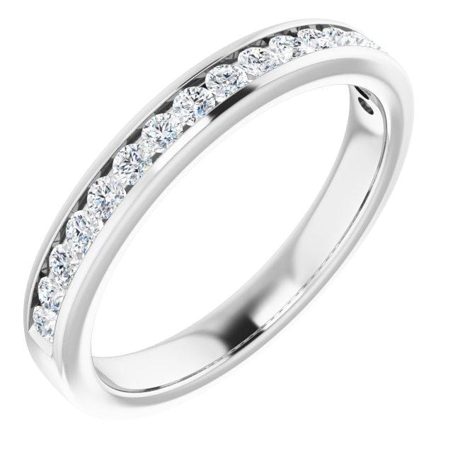 Moissanite Channel Set Anniversary Wedding Band Half Eternity: 17 Moissanites/0.33CTW / 18kPD White Gold Ring by Nodeform