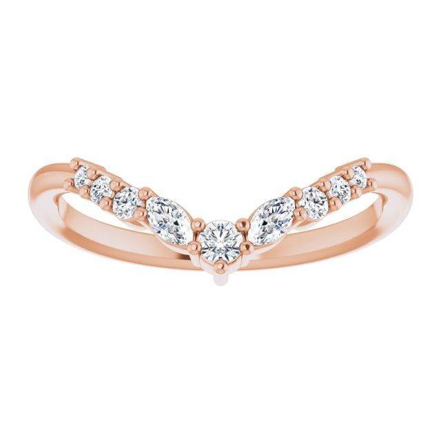 Vanessa Band- Graduated Diamond V-Curved Chevron Contoured Stacking Wedding Ring Ring by Nodeform