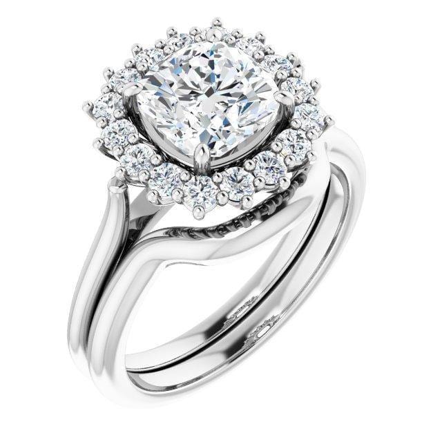 Ophelia - Prong Set Halo Engagement Ring - Setting only Ring Setting by Nodeform