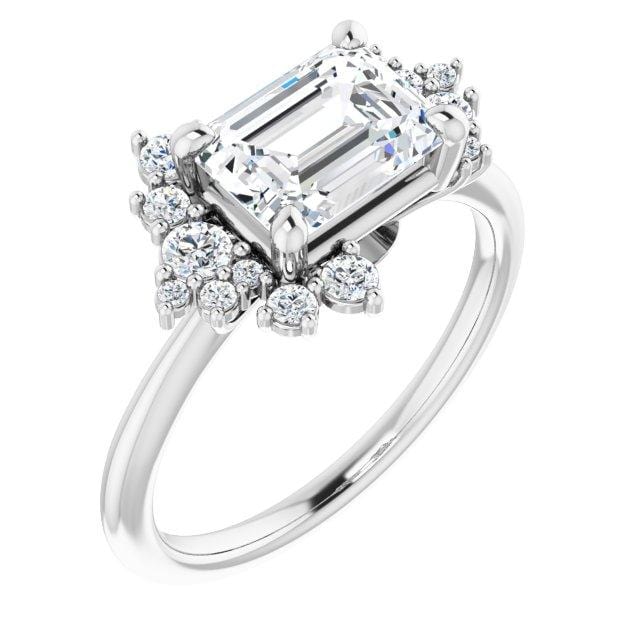 Lydia - Prong Set Accented Side Cluster /Halo Engagement Ring - Setting only Ring Setting by Nodeform